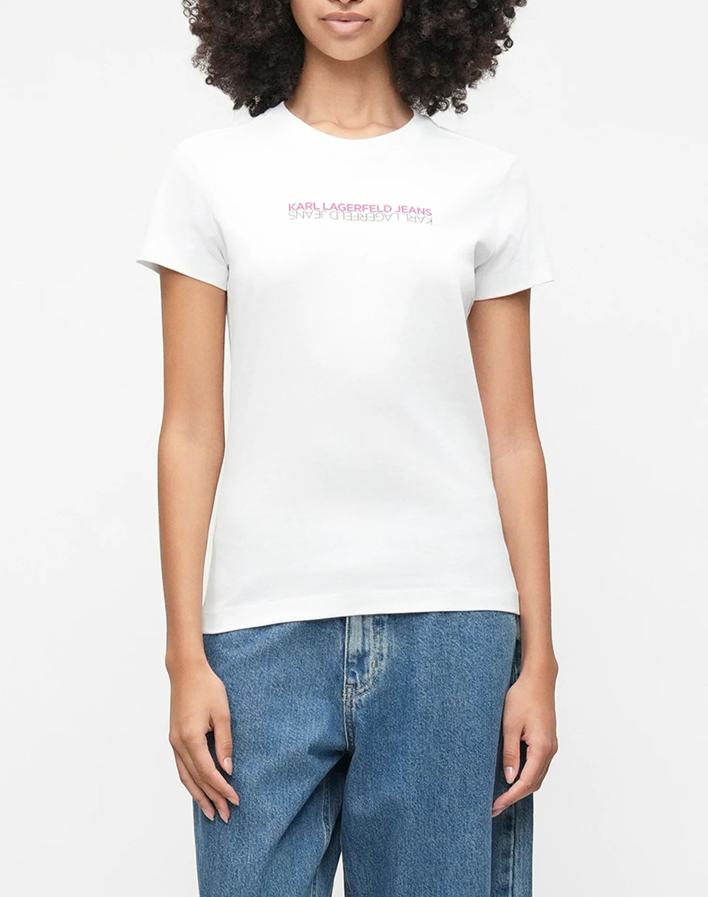 Karl Lagerfeld Jeans Klj Slim Ss Reflection Tee Γυναικα Ρουχα Μπλουζες Τ Shirt White Βαμβακι B1w17053 100 - Koolfly