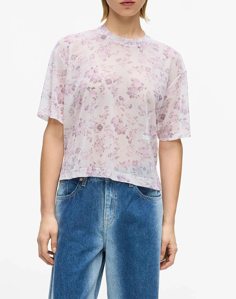 Karl Lagerfeld Jeans Klj Mesh Aop Tee Γυναικα Ρουχα Μπλουζες Τ Shirt Mixed Με Ελασταν,Συνθετικο B2w17089 2Mz - Koolfly