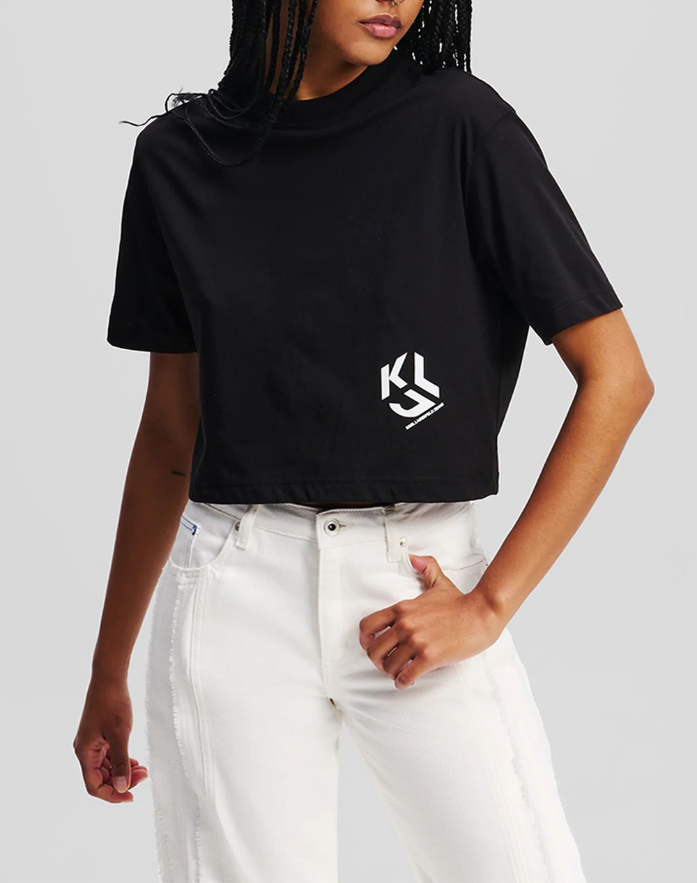 Karl Lagerfeld Jeans Klj Reg Cropped Monogram Tee Γυναικα Ρουχα Μπλουζες Τ Shirt Black Βαμβακι,Συνθετικο A2w17076 999 - Koolfly