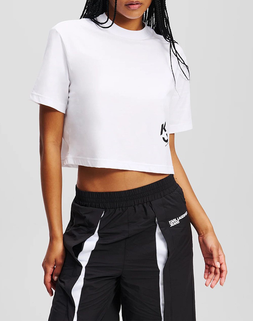 Karl Lagerfeld Jeans Klj Reg Cropped Monogram Tee Γυναικα Ρουχα Μπλουζες Τ Shirt White Βαμβακι,Συνθετικο A2w17076 100 - Koolfly