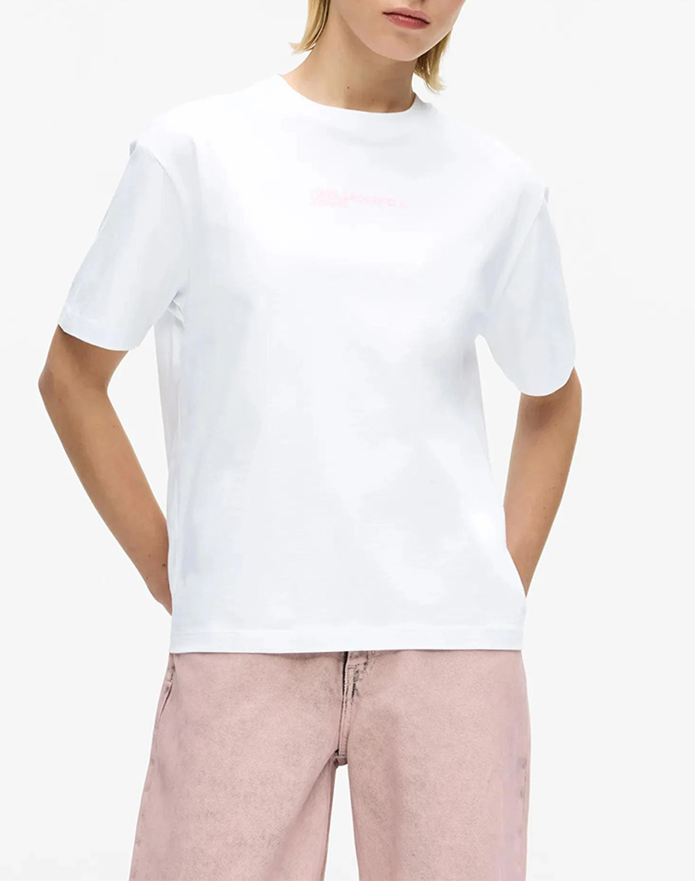 Karl Lagerfeld Jeans Klj Reg Ss Frame Tee Γυναικα Ρουχα Μπλουζες Τ Shirt White Βαμβακι B2W17069 100