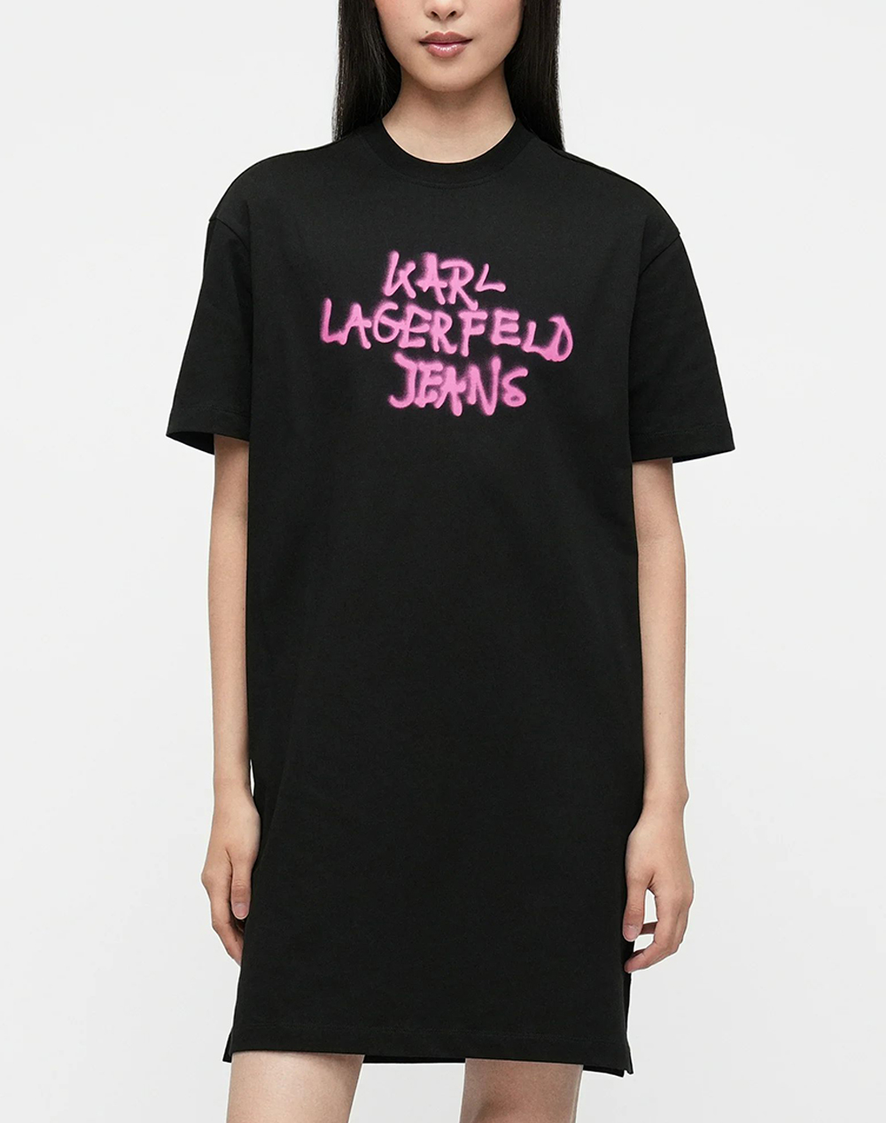 Karl Lagerfeld Jeans Klj Graffiti Tee Dress Γυναικα Ρουχα Φορεματα Black Βαμβακι B1W13043 999