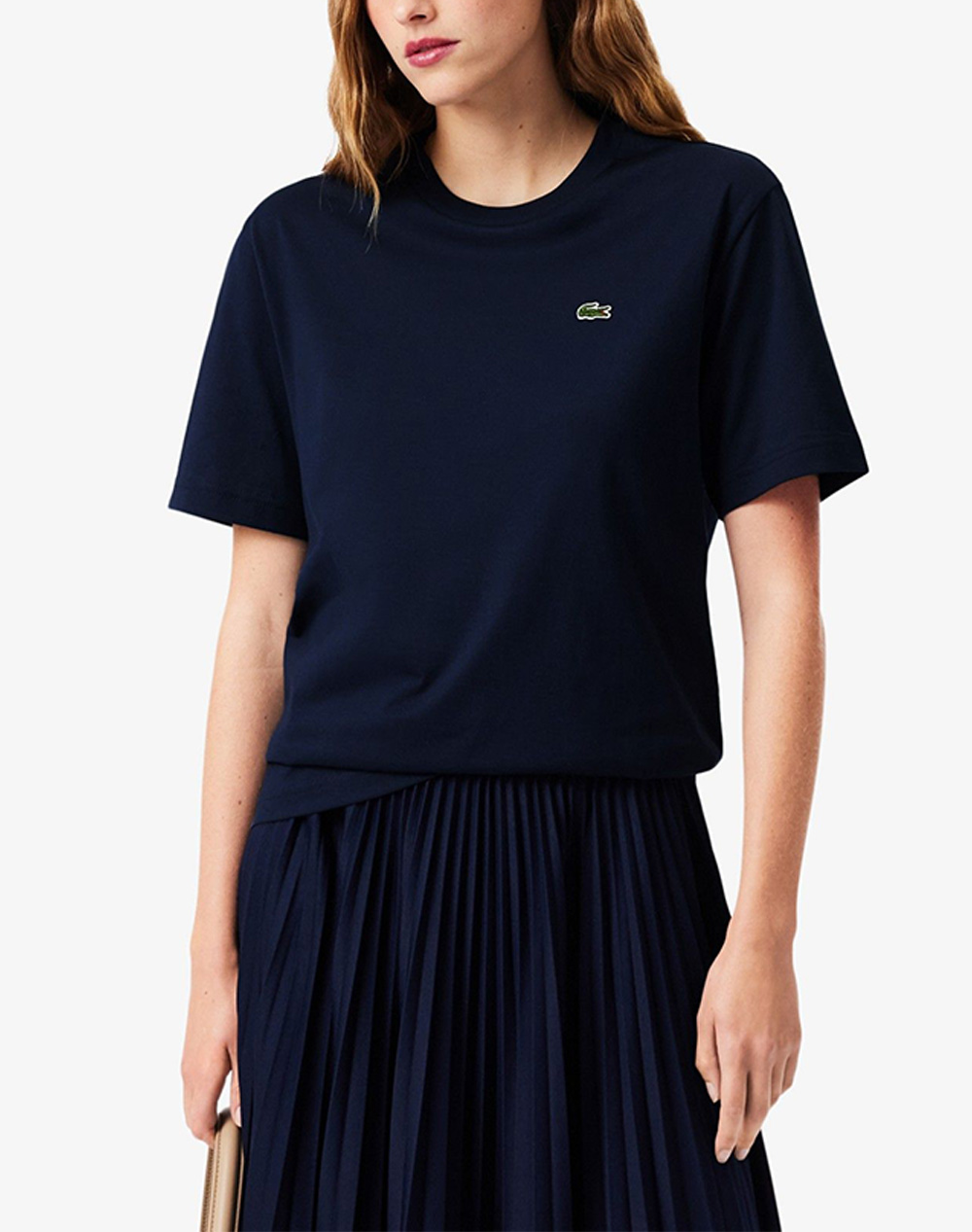 Lacoste Μπλουζα Κμ Tee Shirt Ss Γυναικα Ρουχα Μπλουζες Τ Shirt Darkblue Βαμβακι 3Tf7215 166 - Koolfly