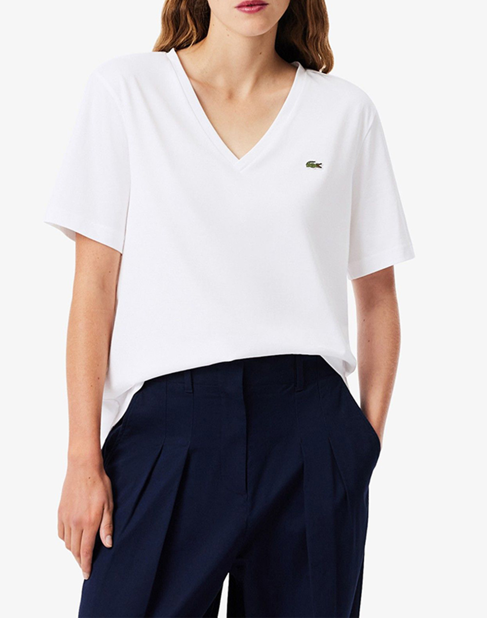 Lacoste Μπλουζα Κμ Tee Shirt Ss Γυναικα Ρουχα Μπλουζες Τ Shirt White Βαμβακι 3Tf7300 001