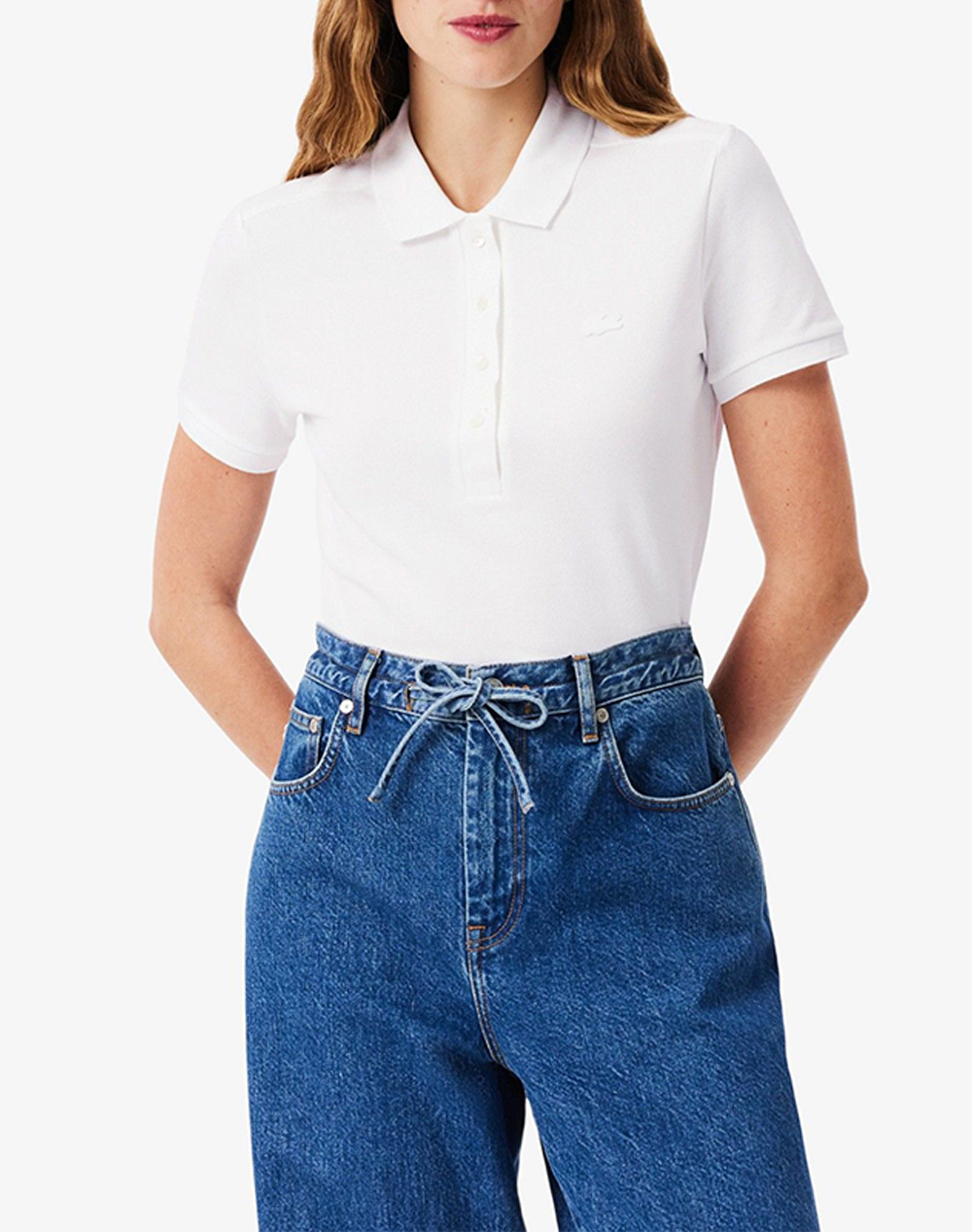Lacoste Μπλουζα Κμ Polo Ss Γυναικα Ρουχα Μπλουζες Polo White Βαμβακιμε Ελασταν 3Pf5462 001