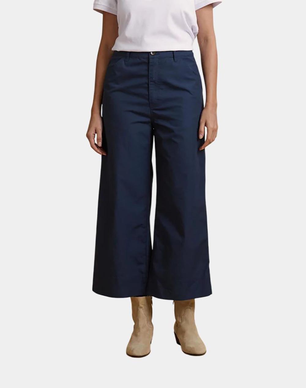 La Martina Παντελονι Woman Wide Leg Pants Hd Poplin Γυναικα Ρουχα Παντελονια Chinos Navyblue Υφασμα 3Lmwct002 07017