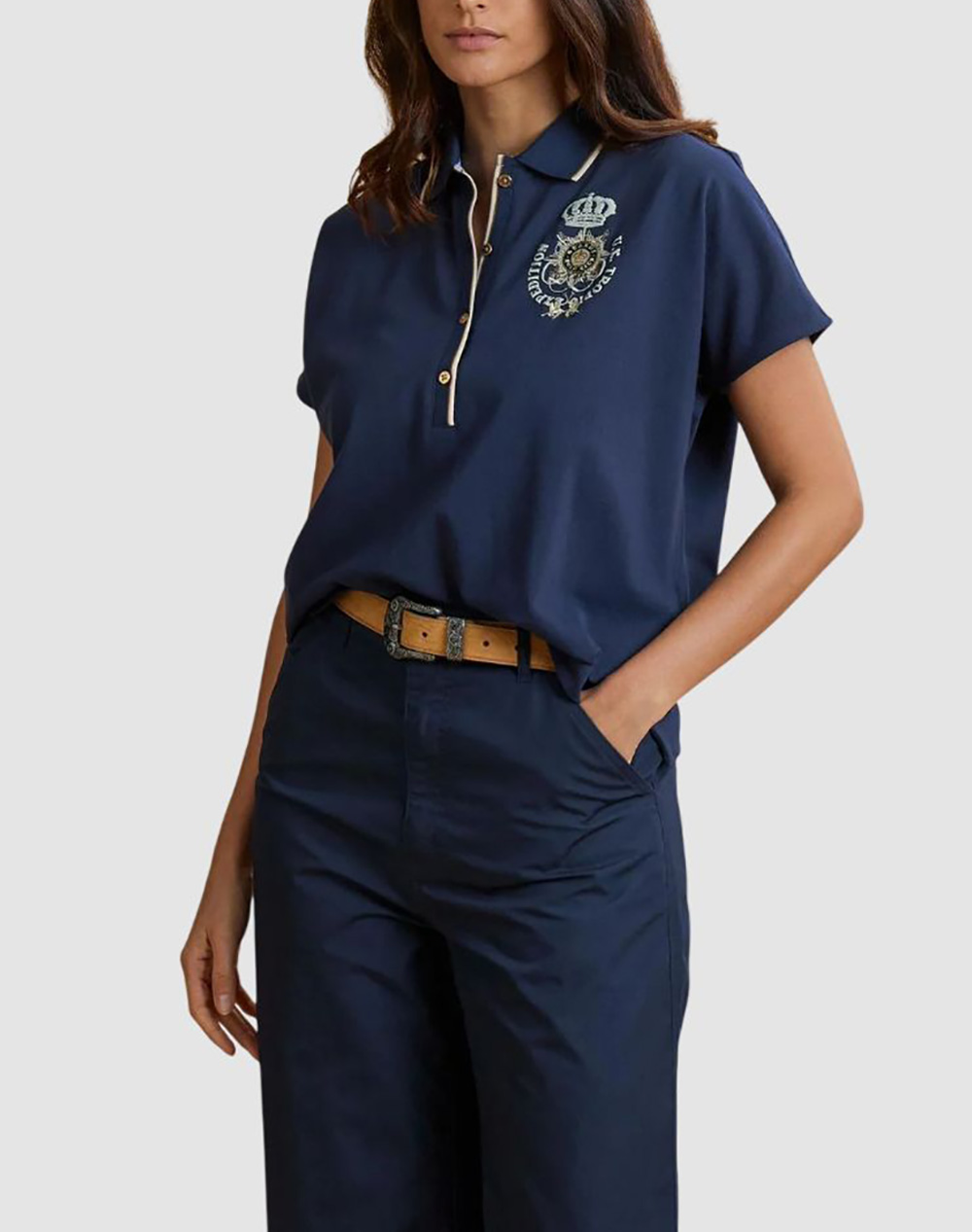 La Martina Μπλουζα Πολο Κμ Woman Polo S/S Piquet Stretch Γυναικα Ρουχα Μπλουζες Polo Navyblue Βαμβακιμε Ελασταν 3Lmwcpg31 07017