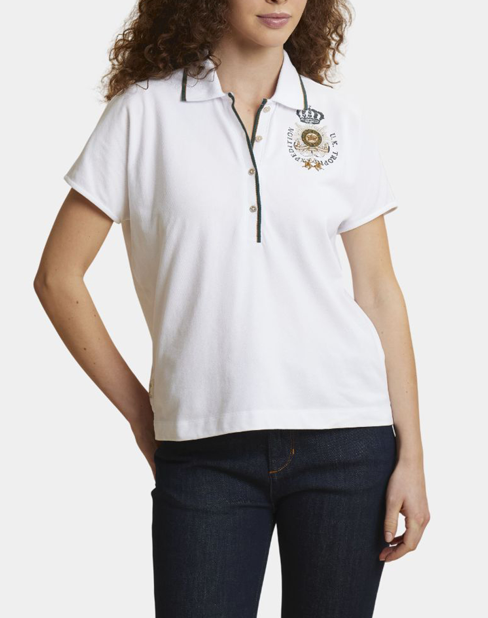 La Martina Μπλουζα Πολο Κμ Woman Polo S/S Piquet Stretch Γυναικα Ρουχα Μπλουζες Polo White Βαμβακιμε Ελασταν 3Lmwcpg31 00001