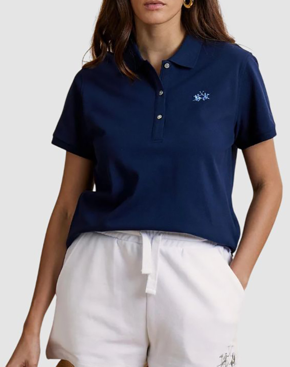 La Martina Μπλουζα Πολο Κμ Woman Polo S/S 30/1 Cotton Piq Γυναικα Ρουχα Μπλουζες Polo Navyblue Βαμβακι 3Lmwcp006 07017 - Koolfly