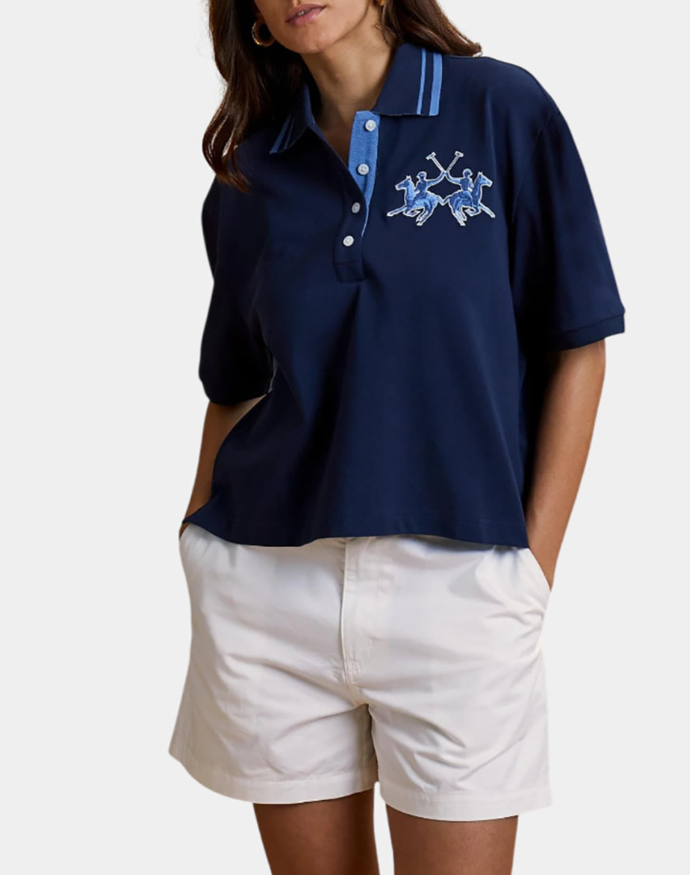 La Martina Μπλουζα Πολο Κμ Woman S/S Polo Cotton Piquet Γυναικα Ρουχα Μπλουζες Polo Navyblue Βαμβακι 3Lmwcp007 07017