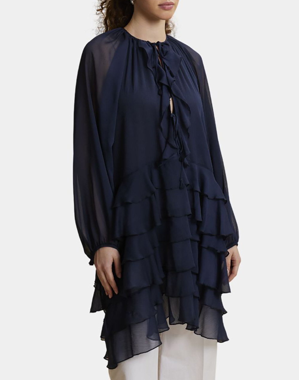 La Martina Φορεμα Woman Dress L/S Chiffon Crinck Γυναικα Ρουχα Φορεματα Darkblue Συνθετικο 3Lmwcd002 Vl079 07017