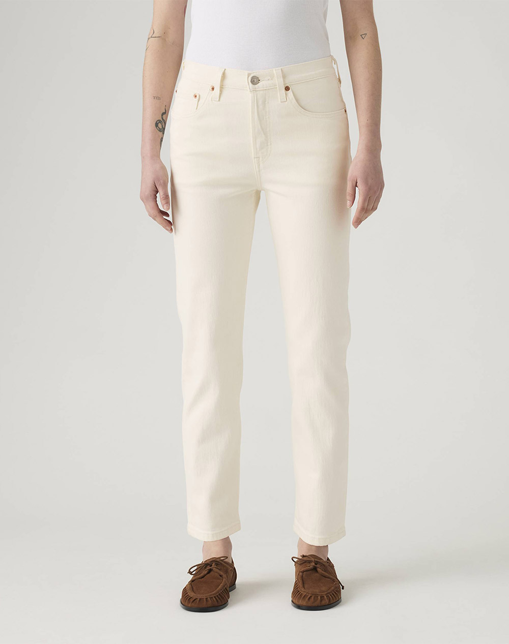 Levis 501 Crop Γυναικα Ρουχα Παντελονια Jean/5P/Cargo Ecru Βαμβακιμε Ελασταν 36200 0374 0374