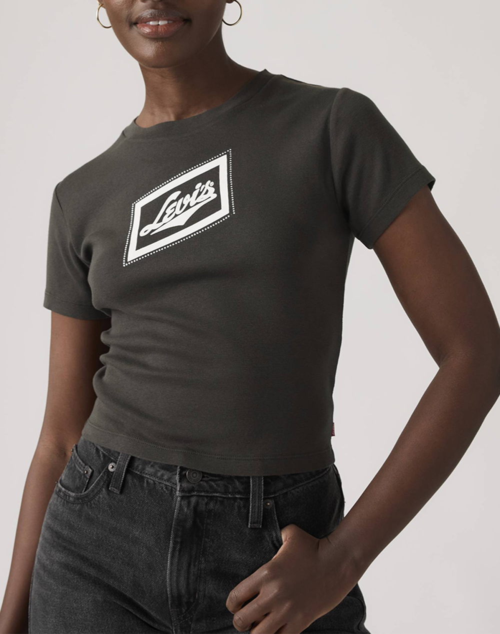 Levis Gr Essential Sporty Tee Γυναικα Ρουχα Μπλουζες Τ Shirt Jetblack Βαμβακι A8798 0099 0099