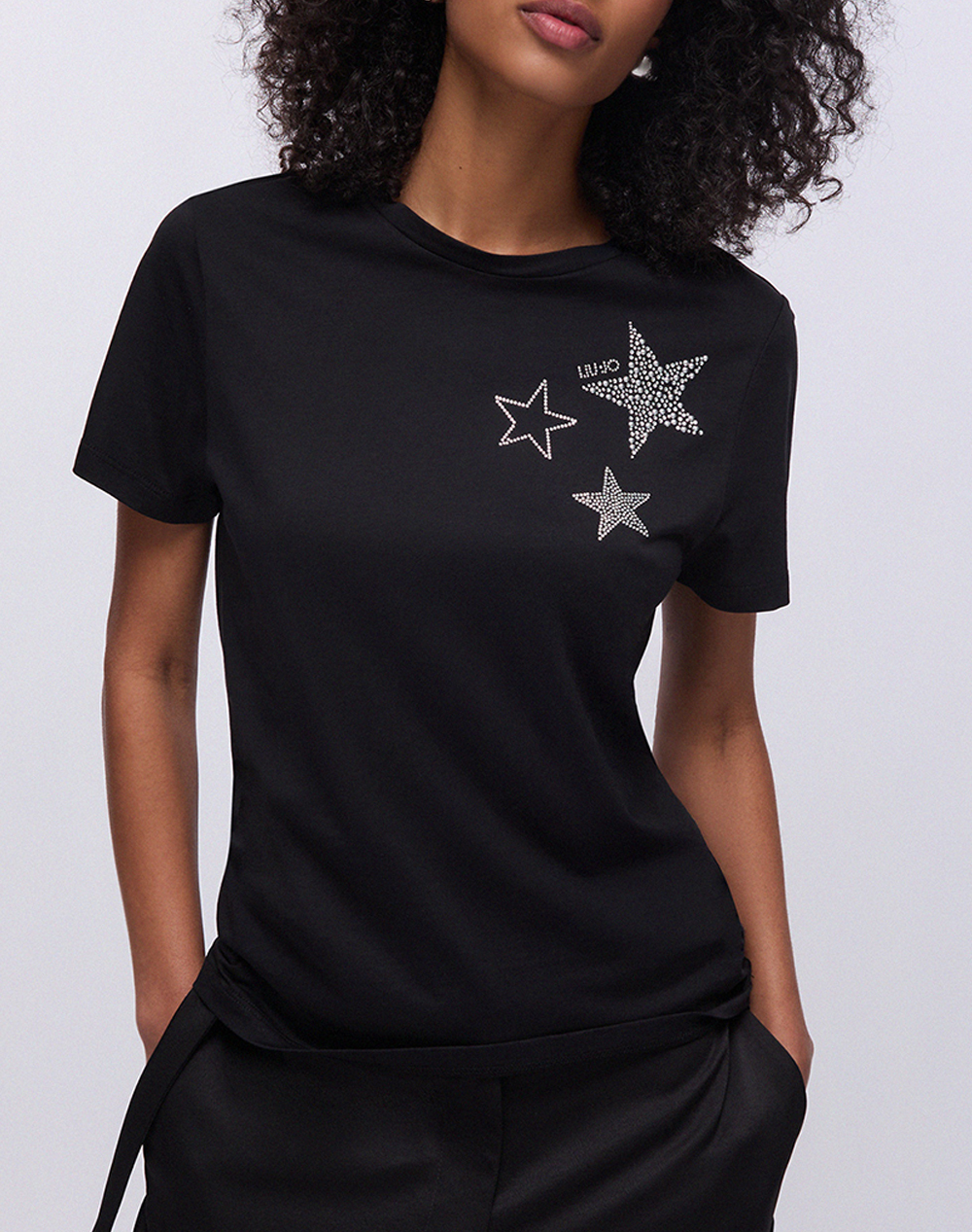 Liu Jo White_Wa6J09_T Shirt Moda M/C Μπλουζα Γυναικειο Γυναικα Ρουχα Μπλουζες Τ Shirt Black Βαμβακι Wa6491Js923 P9354
