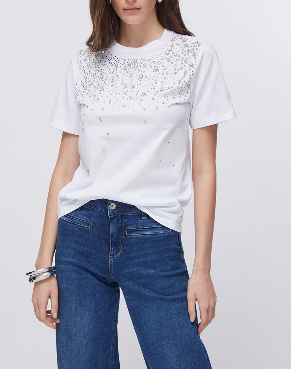 Liu Jo Black_Ca6J10_T Shirt Mezza Manica + Castoni Μπλουζα Γυναικειο Γυναικα Ρουχα Μπλουζες Τ Shirt White Βαμβακι Ca6193J3868 11111