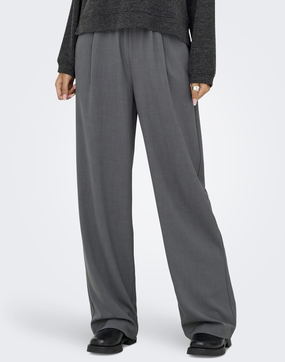 Only Onlsvea Life Hw Pull Up Pant Pnt Γυναικα Ρουχα Παντελονια Chinos Darkgray Με Ελαστανσυνθετικο 15360389 Dark Grey Melange