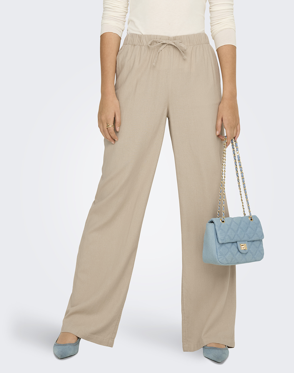 Only Onlgoa Mw Linen Bl Pull Up Pant Cc Pnt Γυναικα Ρουχα Παντελονια Υφασματινα Biege Βισκοζλινο 15363676 Oxford Tan
