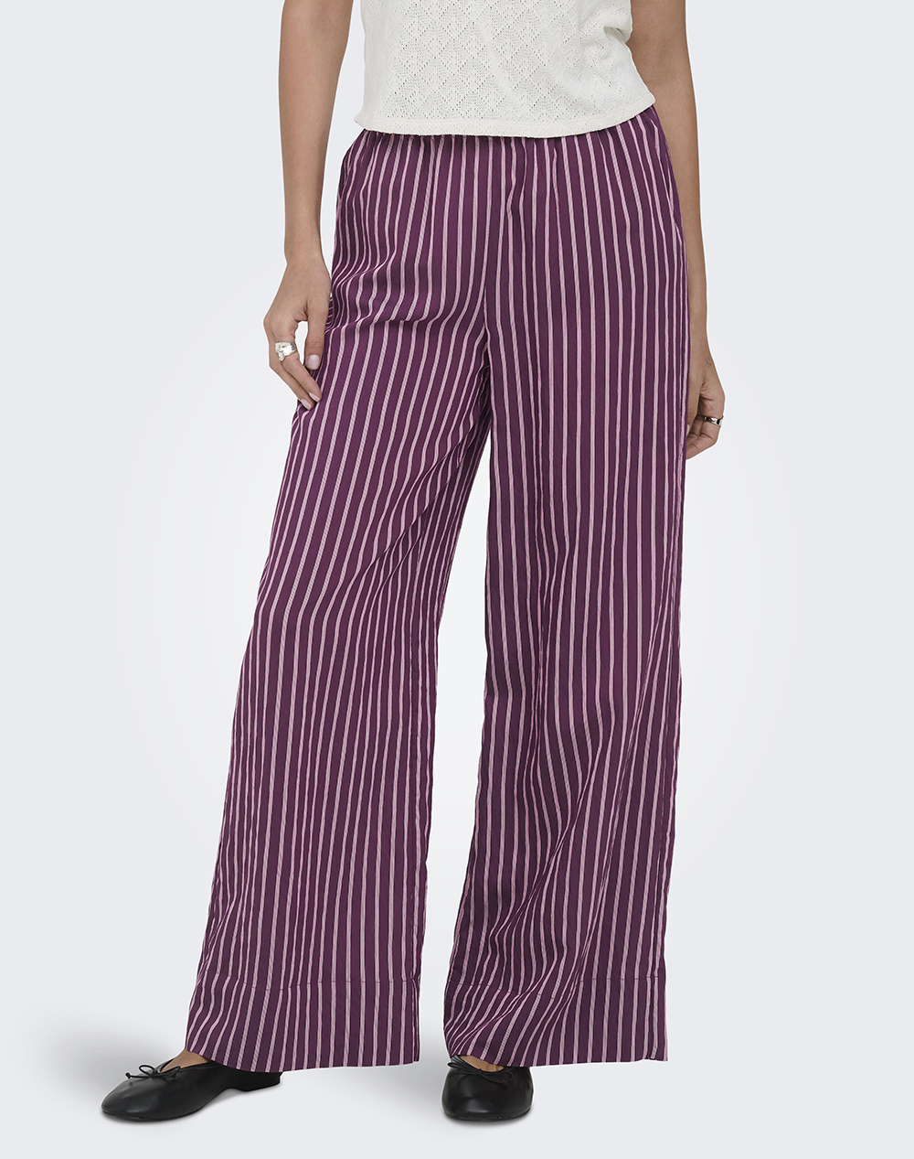 Only Onlmeldola Long Striped Wide Pants Wvn Γυναικα Ρουχα Παντελονια Υφασματινα Purple Βισκοζσυνθετικο 15372624 Grape Wineromance Rose
