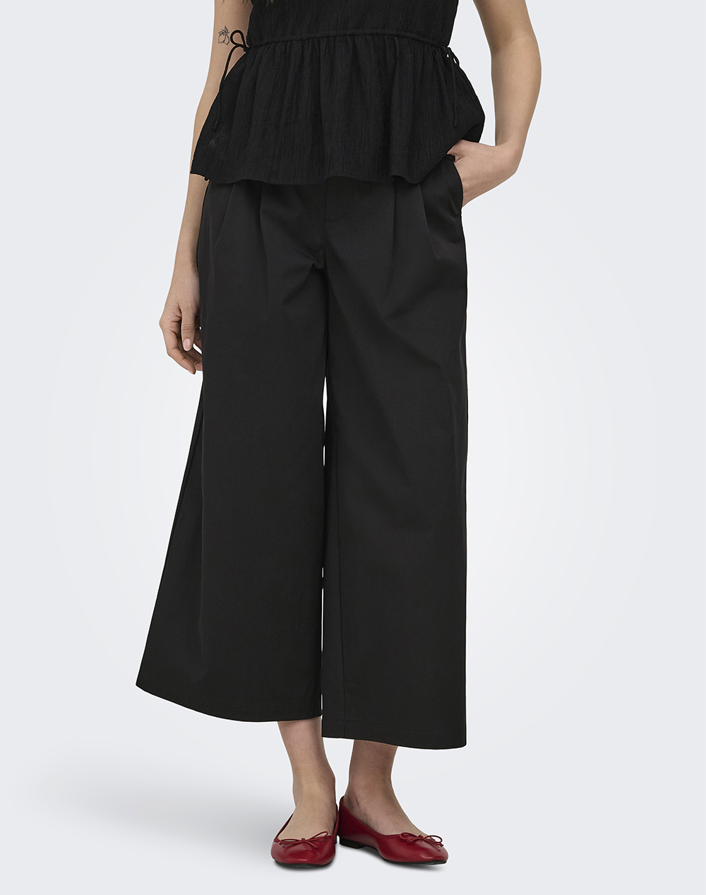 Only Onltanny Mw Pleat Culotte Pant Cc Pnt Γυναικα Ρουχα Παντελονια Υφασματινα Black Βαμβακιμε Ελαστανσυνθετικο 15364078 Black