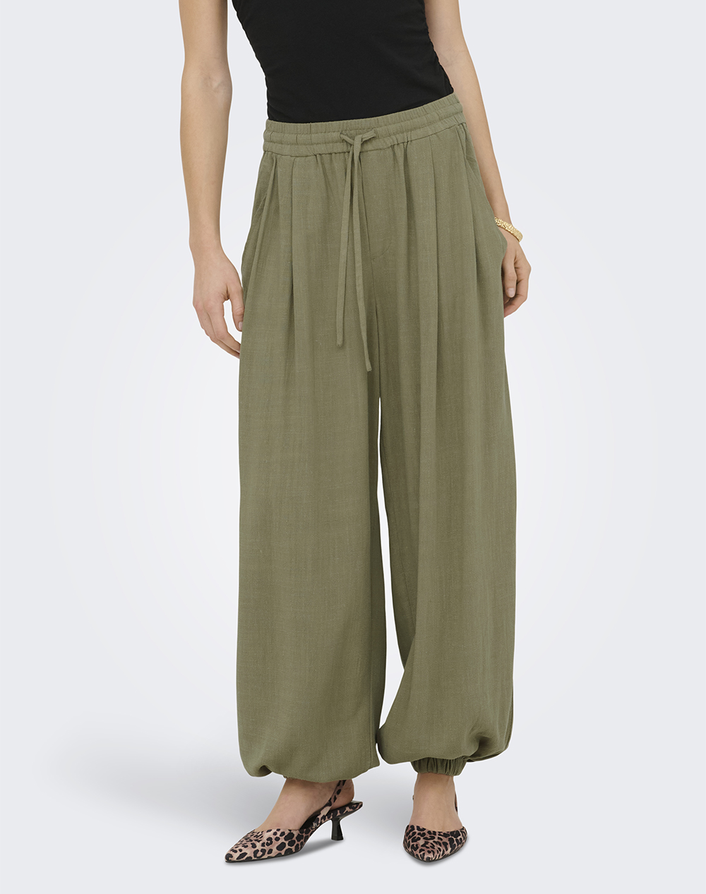 Only Onlsiesta Mw Linen Bl Baggy Barrel Pnt Γυναικα Ρουχα Παντελονια Παντελονι Φορμας Olive Βισκοζλινο 15373197 Mermaid