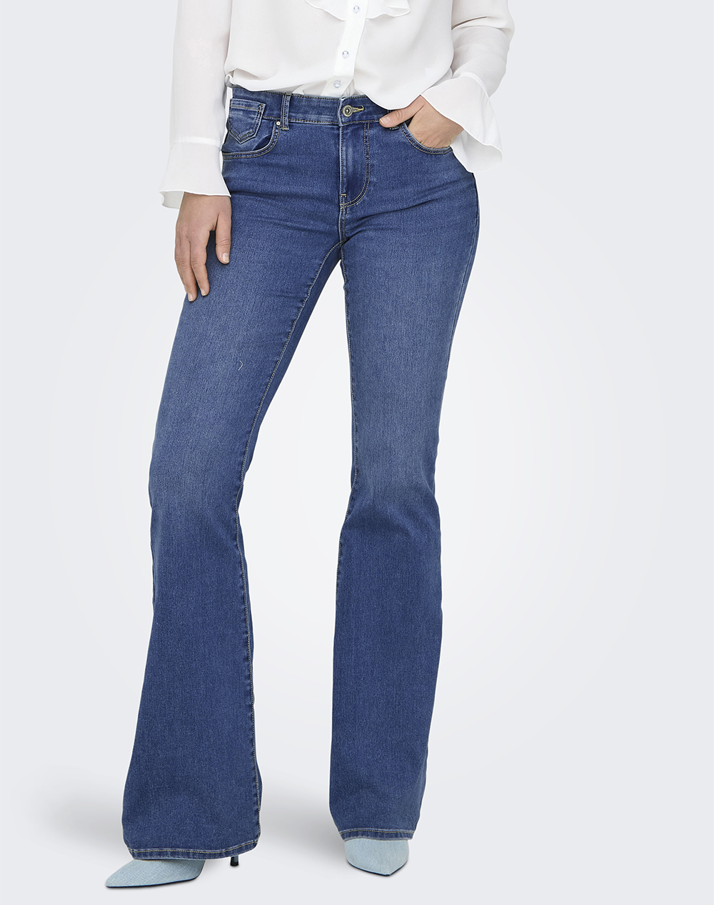 Only Onlreese Reg Retro Flared Dnm Box Γυναικα Ρουχα Παντελονια Jean/5P/Cargo Denimblue Βαμβακιμε Ελαστανσυνθετικο 15309845 Light Medium Blue Den