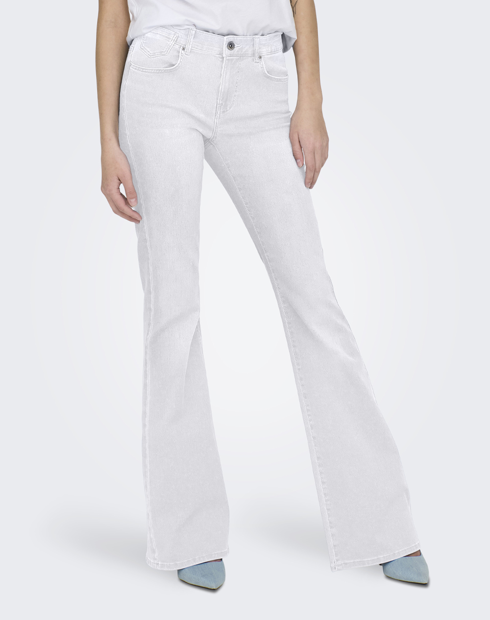 Only Onlreese Reg Retro Flared Dnm Box Γυναικα Ρουχα Παντελονια Jean/5P/Cargo White Βαμβακι,Με Ελασταν,Συνθετικο 15309845 White Denim - Koolfly