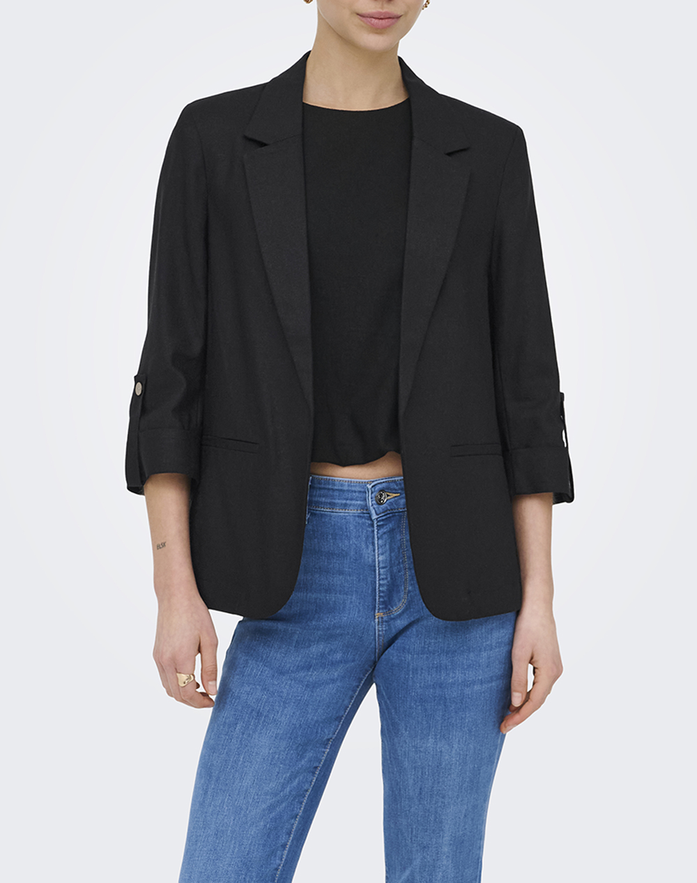 Only Onlgoa 3/4 Unline Linen Bl Blazer Cc Tlr Γυναικα Ρουχα Πανωφορια Σακακια Black Βισκοζλινο 15363727 Black