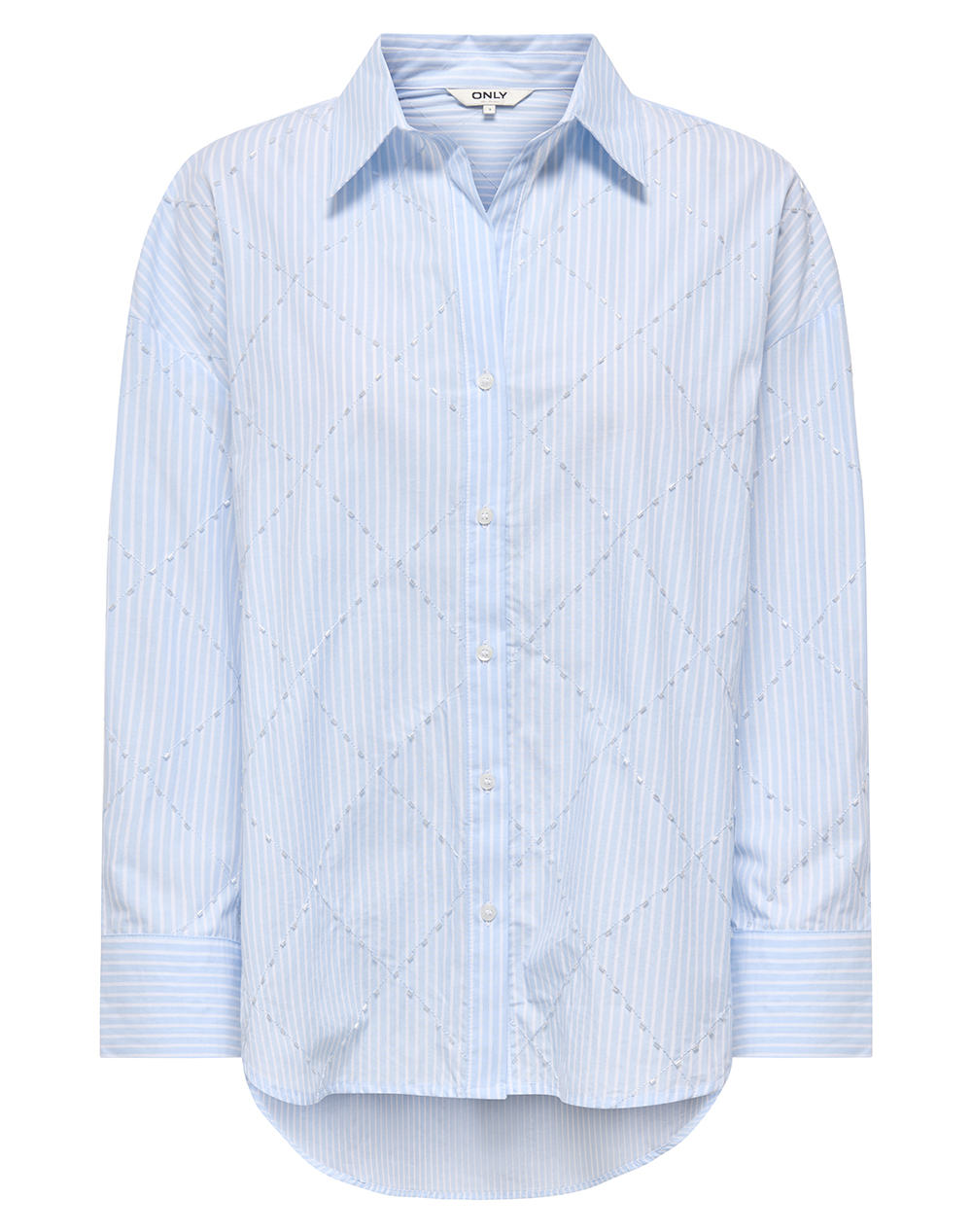 Only Onlzelena L/S Reg Pearl Shirt Wvn Γυναικα Ρουχα Πουκαμισα Lightblue Βαμβακι 15367599 Della Robbia Bluebrightwhite