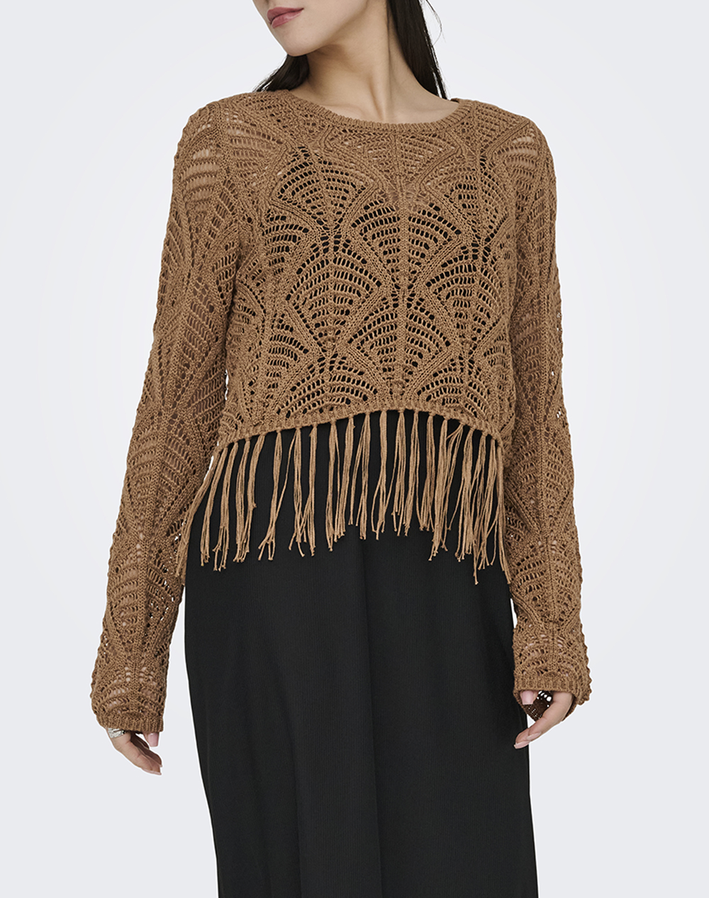 Only Onlleonie Ls Structur Fring Oneck Cc Knt Γυναικα Ρουχα Μπλουζες Πλεκτα Chocolate Συνθετικο 15362968 Foxtrot