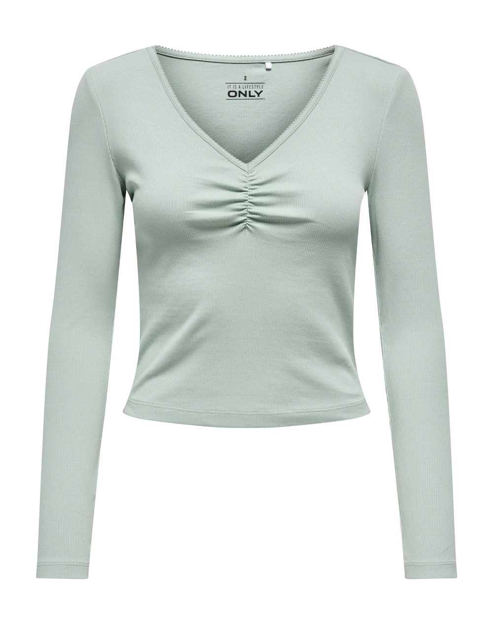 Only Onlbetty L/S Scallop V Neck Cc Jrs Γυναικα Ρουχα Μπλουζες Τ Shirt Mintgreen Βαμβακι,Με Ελασταν 15365756 Jadeite - Koolfly