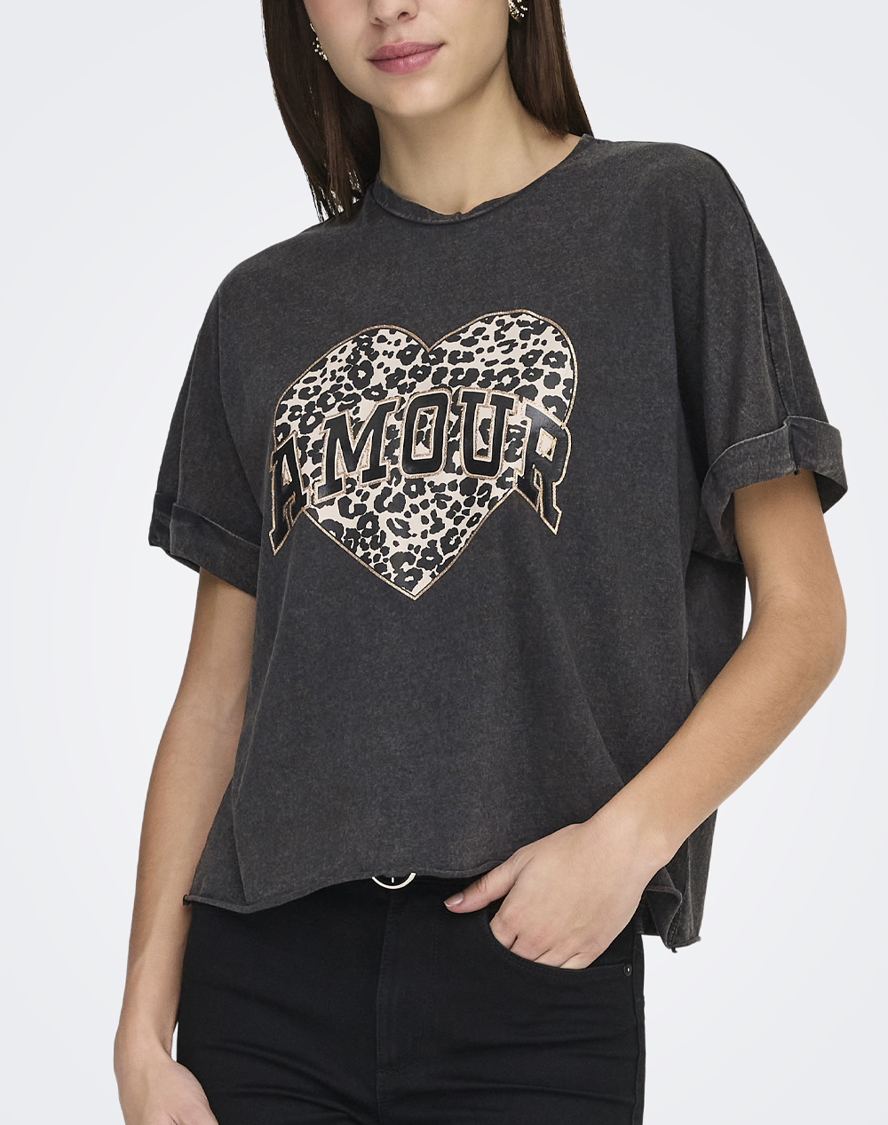 Only Onllucy S/S Animal Top Box Cc Cs Jrs Γυναικα Ρουχα Μπλουζες Τ Shirt Darkslategrey Βαμβακι 15339887 Blackamourlauleo - Koolfly