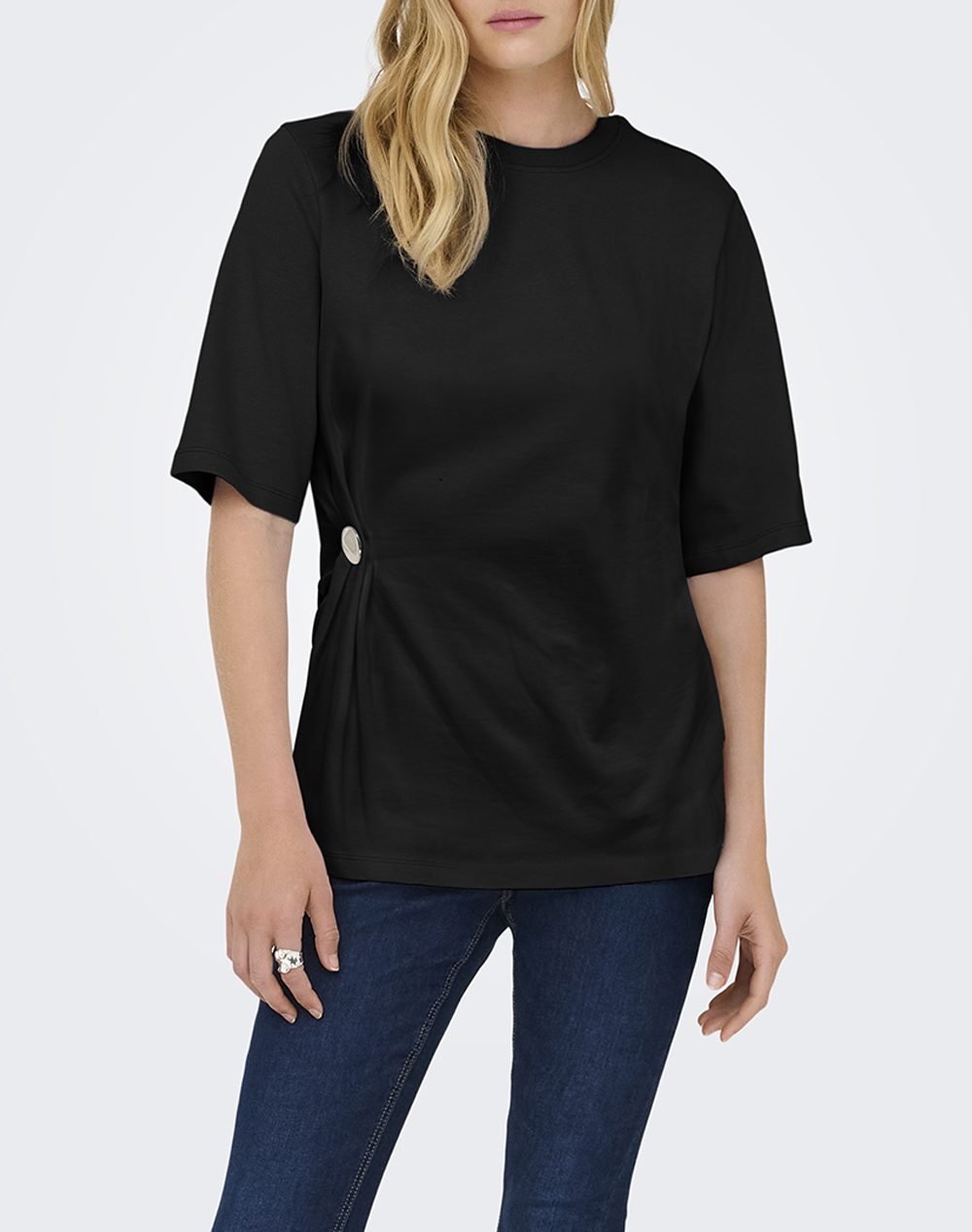 Only Onlmarie 2/4 O Neck Top Box Jrs Γυναικα Ρουχα Μπλουζες Τ Shirt Black Βαμβακι 15368496 Blacksilverbutton - Koolfly
