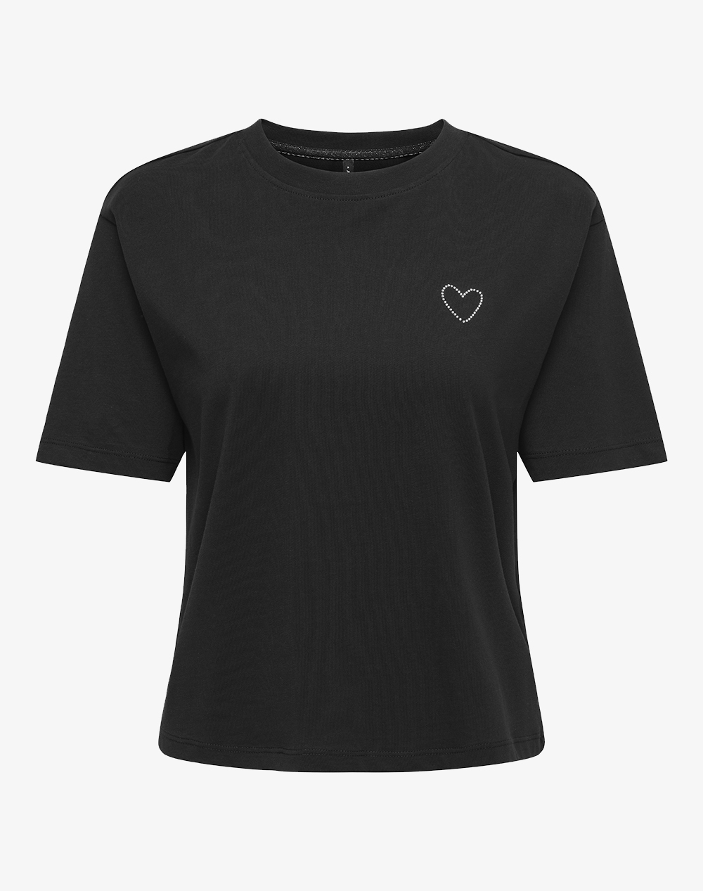 Only Onlrhine S/S Boxy Print Top Box Jrs Γυναικα Ρουχα Μπλουζες Τ Shirt Black Βαμβακι 15368901 Blackloverbacksidechestheartinrhinestone - Koolfly