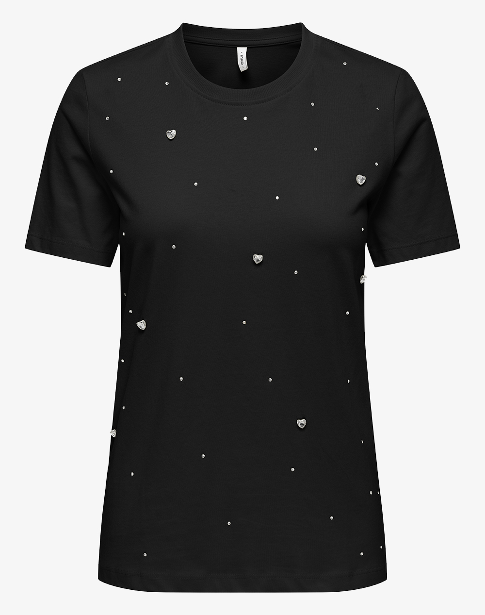 Only Onlfilizza S/S Stone Top Box Jrs Γυναικα Ρουχα Μπλουζες Τ Shirt Black Βαμβακι 15368933 Blackmixstonealloverhearts - Koolfly