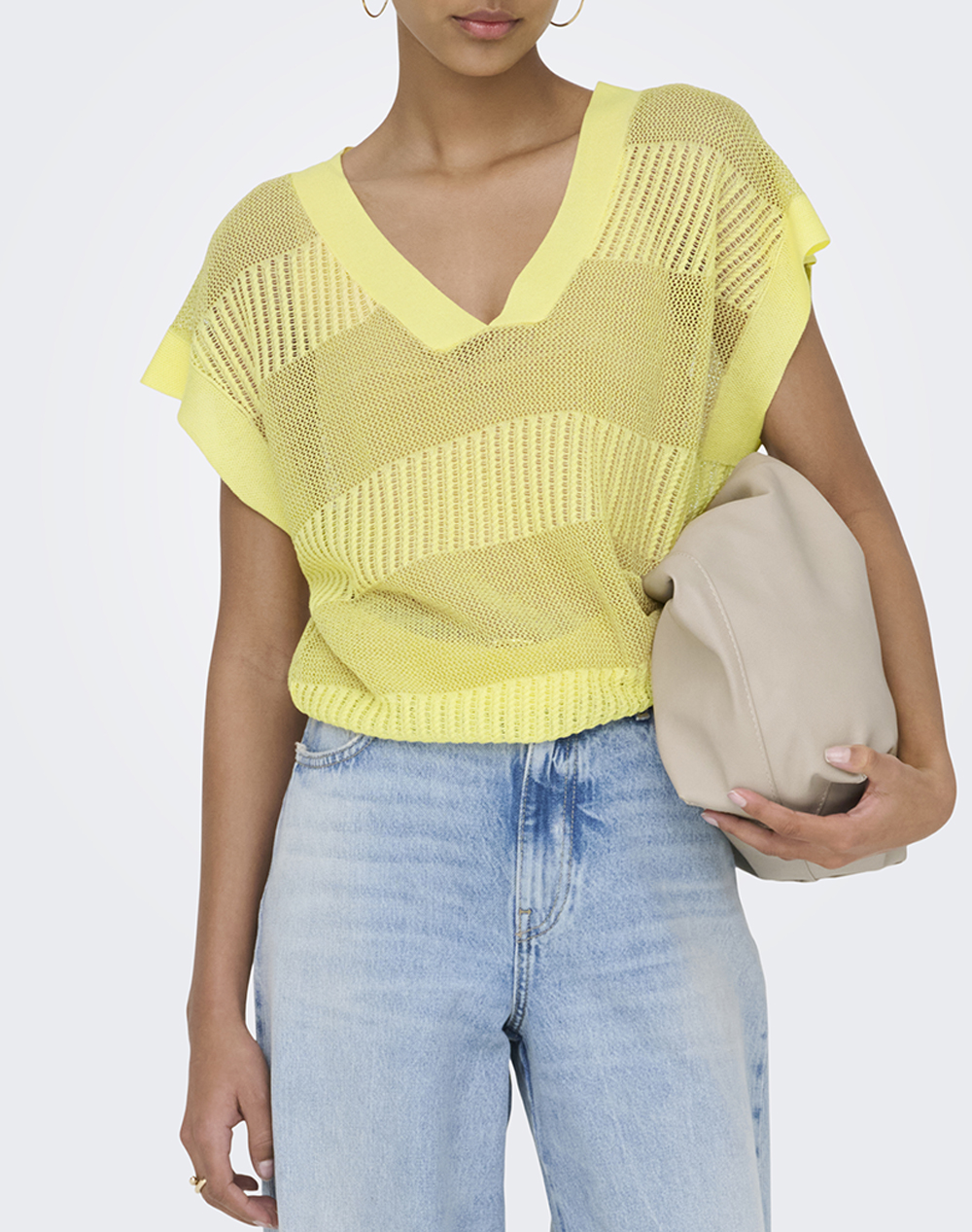 Only Onlnoelle Ss Structure Glitter Vneck Knt Γυναικα Ρουχα Μπλουζες Πλεκτα Yellow Βισκοζσυνθετικο 15364908 Sunlightgoldglitter