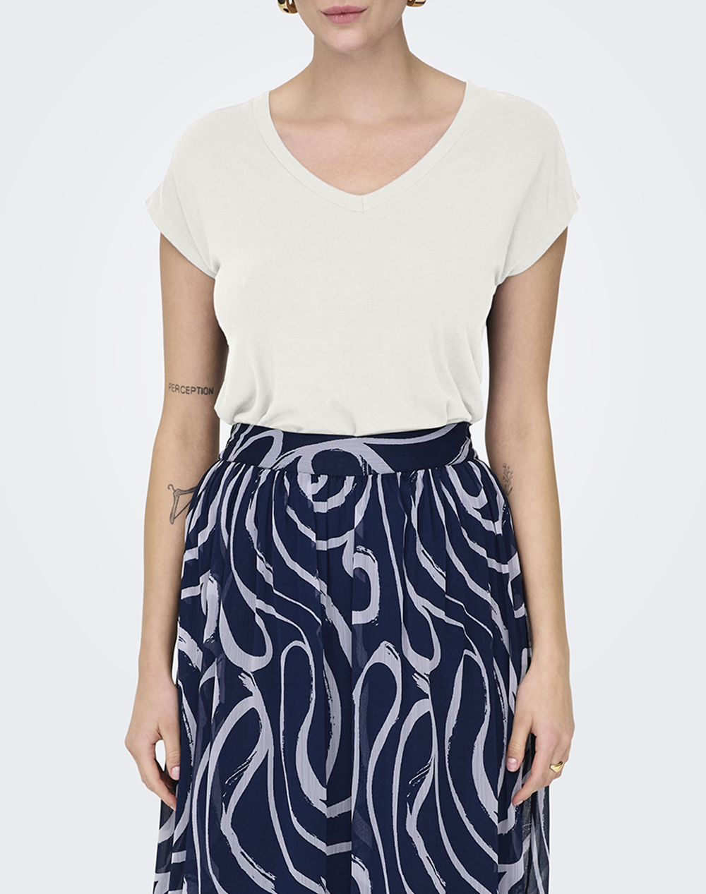 Only Onlrilla S/S V Neck Top Jrs Γυναικα Ρουχα Μπλουζες Τ Shirt White Βισκοζ,Με Ελασταν 15315776 Cloud Dancer - Koolfly