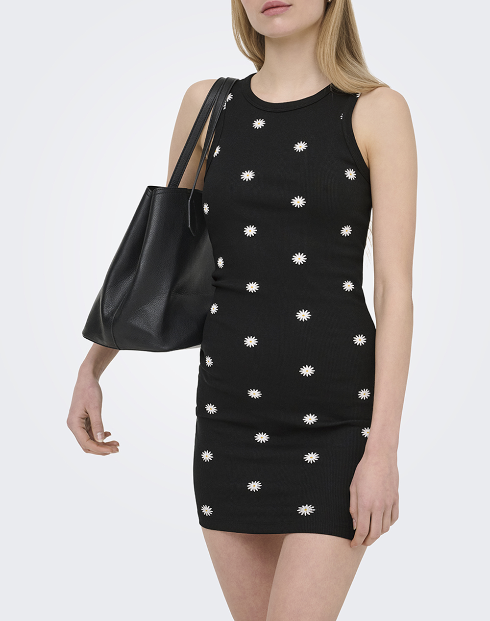 Only Onlfenja S/L O Neck Dress Jrs Γυναικα Ρουχα Φορεματα Black Βαμβακιμε Ελασταν 15372158 Black(Fenja Daisy)