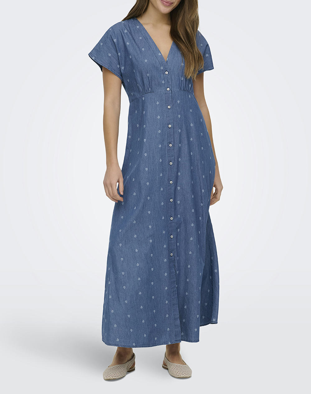Only Onlnova Azure Long Dress Wvn Γυναικα Ρουχα Φορεματα Blue Βαμβακι 15370341 Medium Blue Denimpaisley