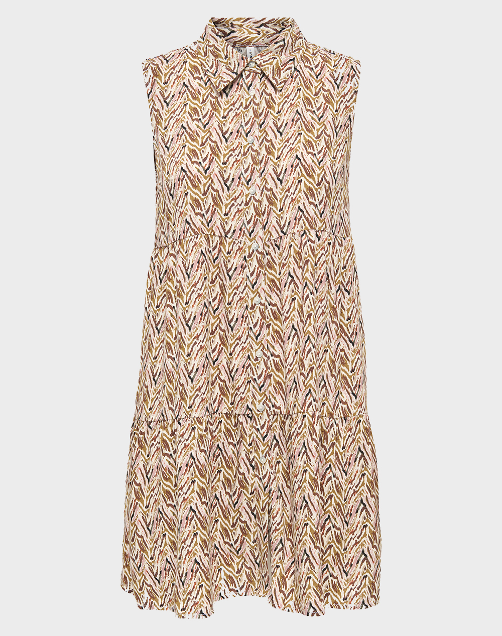 Only Onlthea Nova S/L Vis Shirt Dress Wvn Γυναικα Ρουχα Φορεματα Mixed Βισκοζ 15369020 Dull Gold716 Abstract Zigzag