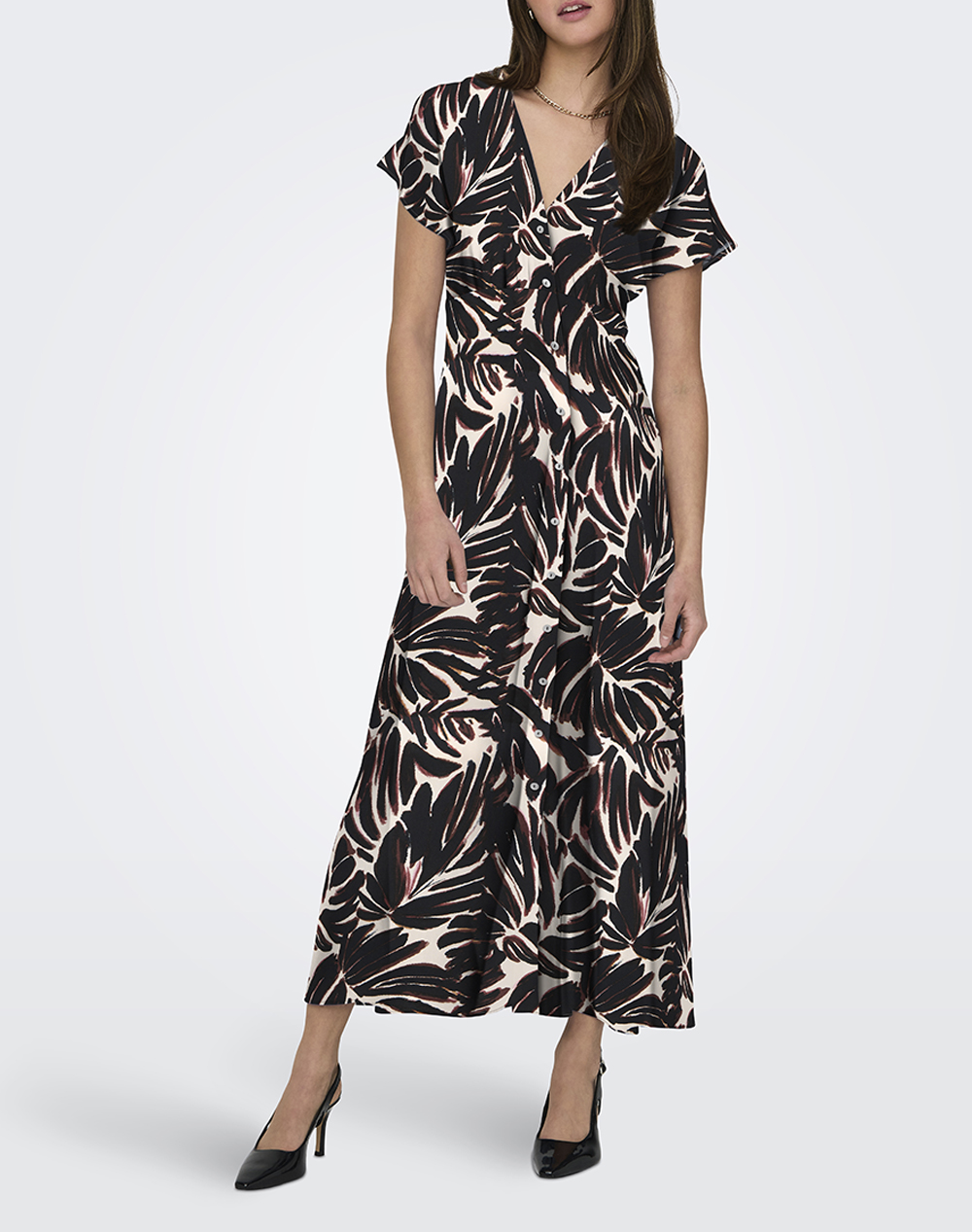 Only Onlnova Life Vis Mollie Long Dress Wvn Γυναικα Ρουχα Φορεματα Multi Βισκοζ 15317842 Black719 Monstera