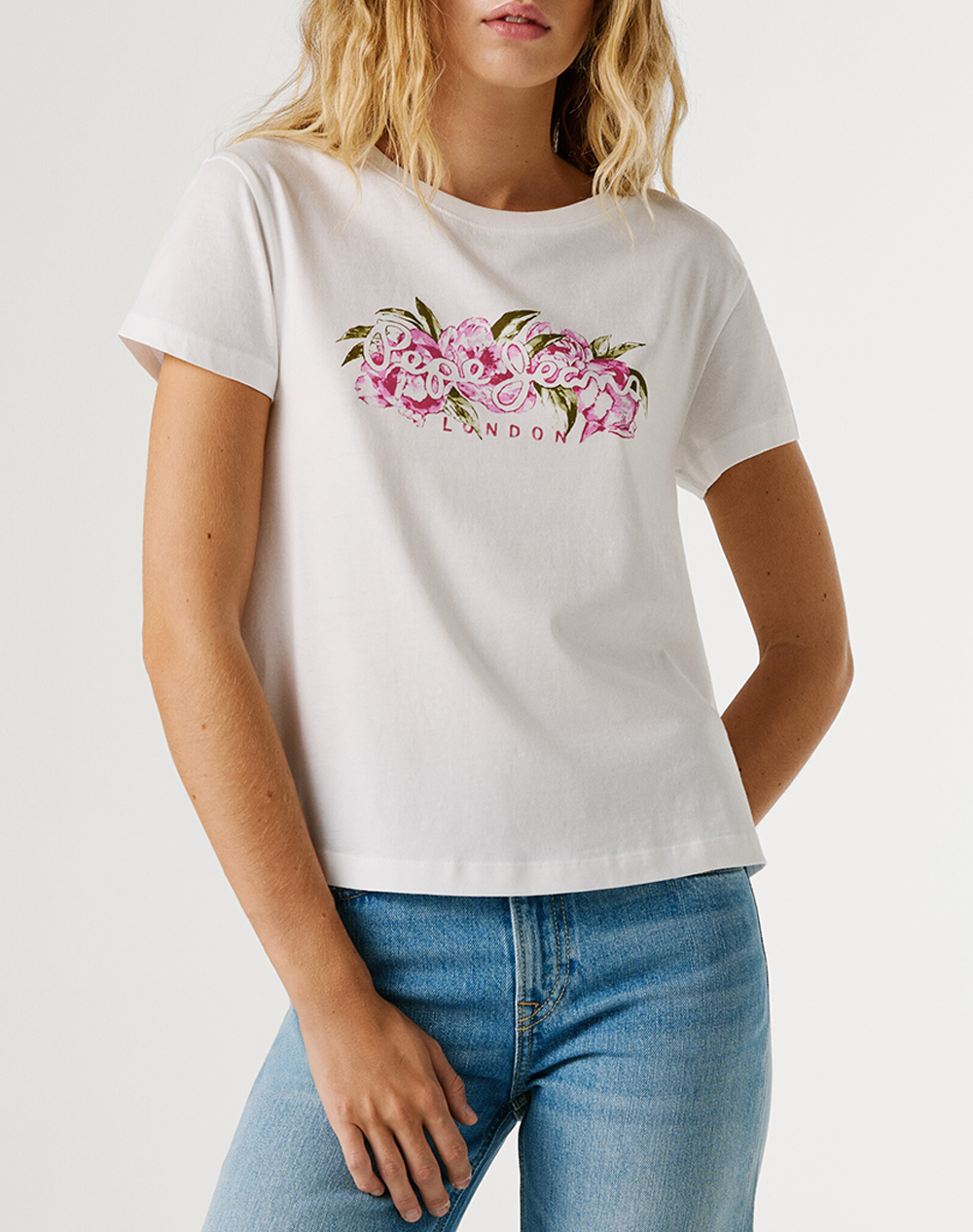 Pepe Jeans Drop 1 Mahina Μπλουζα Γυναικειο Γυναικα Ρουχα Μπλουζες Τ Shirt White Βαμβακι Pl5000128 800/White