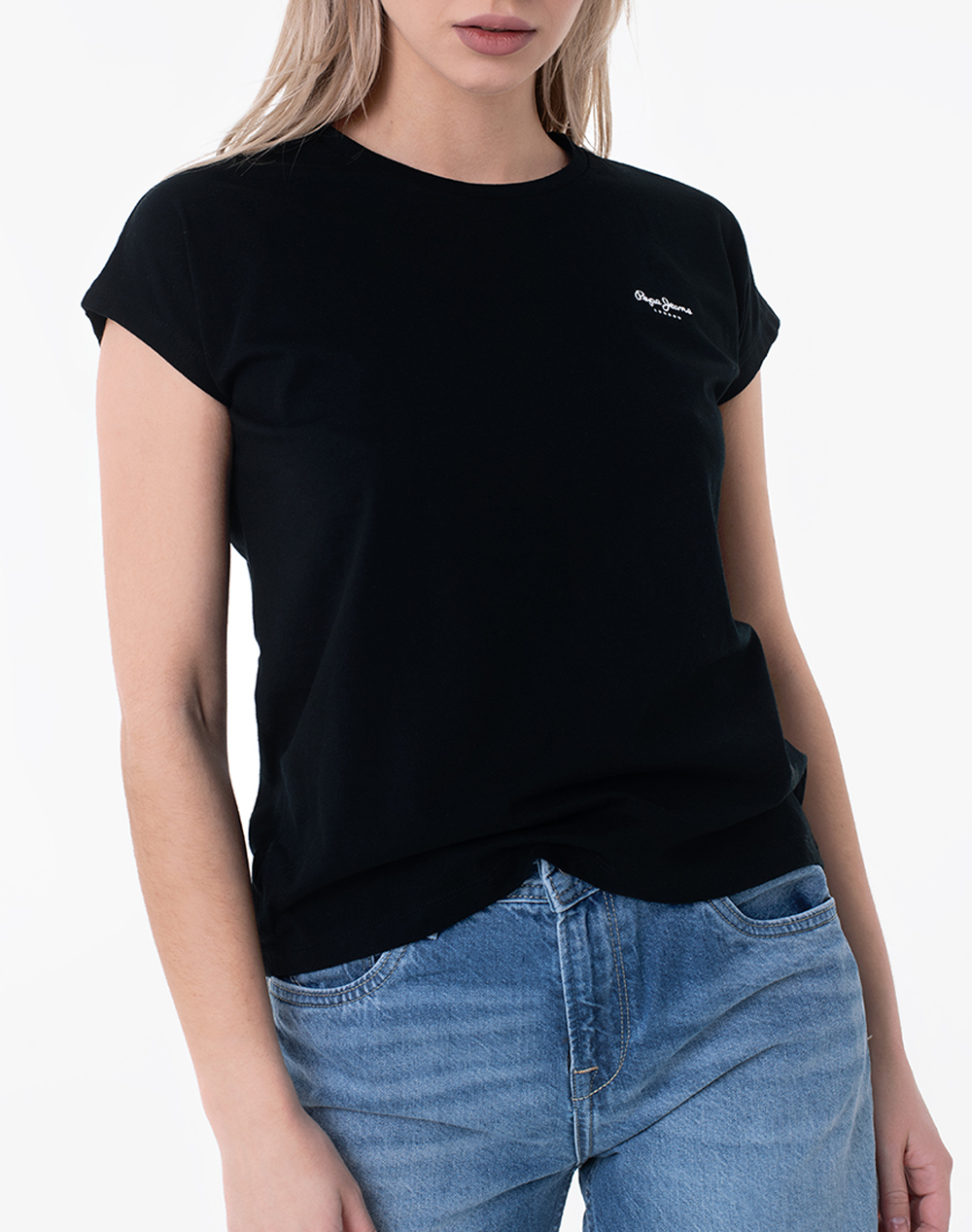 Pepe Jeans Essentials Bloom Μπλουζα Γυναικειο Γυναικα Ρουχα Μπλουζες Τ Shirt Black Βαμβακι Pl504821 999/Black