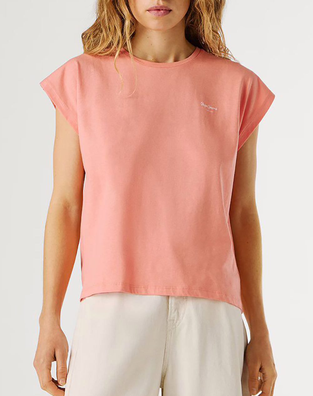 Pepe Jeans Essentials Bloom Μπλουζα Γυναικειο Γυναικα Ρουχα Μπλουζες Τ Shirt Coral Βαμβακι Pl504821 137/Coral Peach