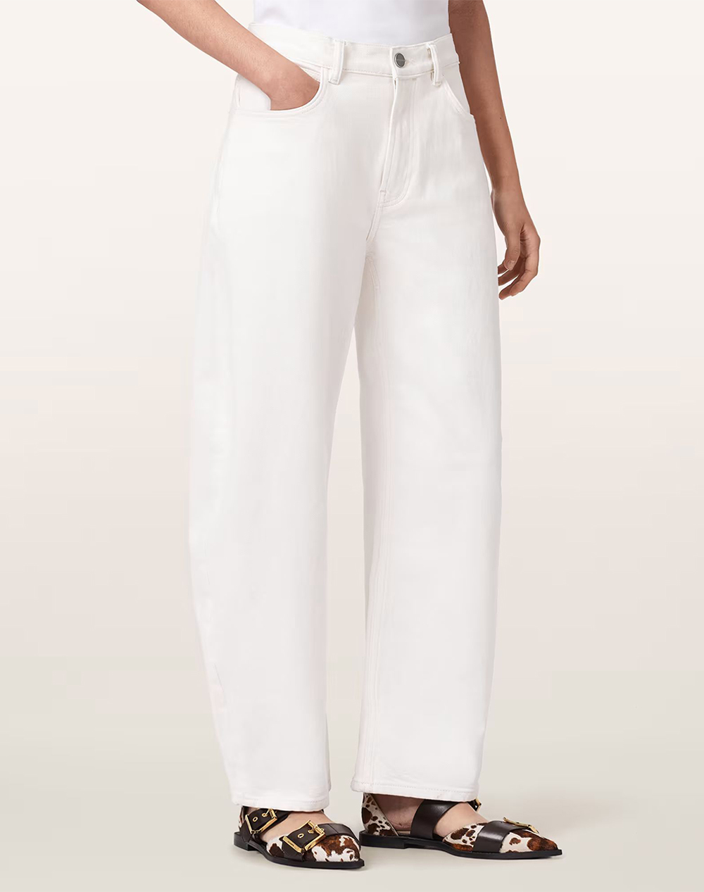 All Saints Sadie Barrel Jean Γυναικα Ρουχα Παντελονια Jean/5P/Cargo Offwhite Βαμβακιμε Ελασταν W016Ee Ecru White