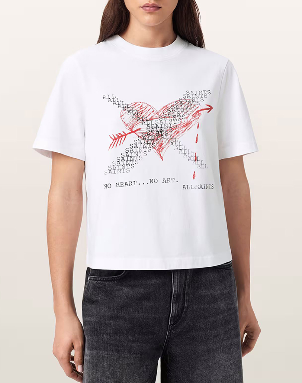 All Saints Heartache Lisa Tee Γυναικα Ρουχα Μπλουζες Τ Shirt White Βαμβακι W081Je White
