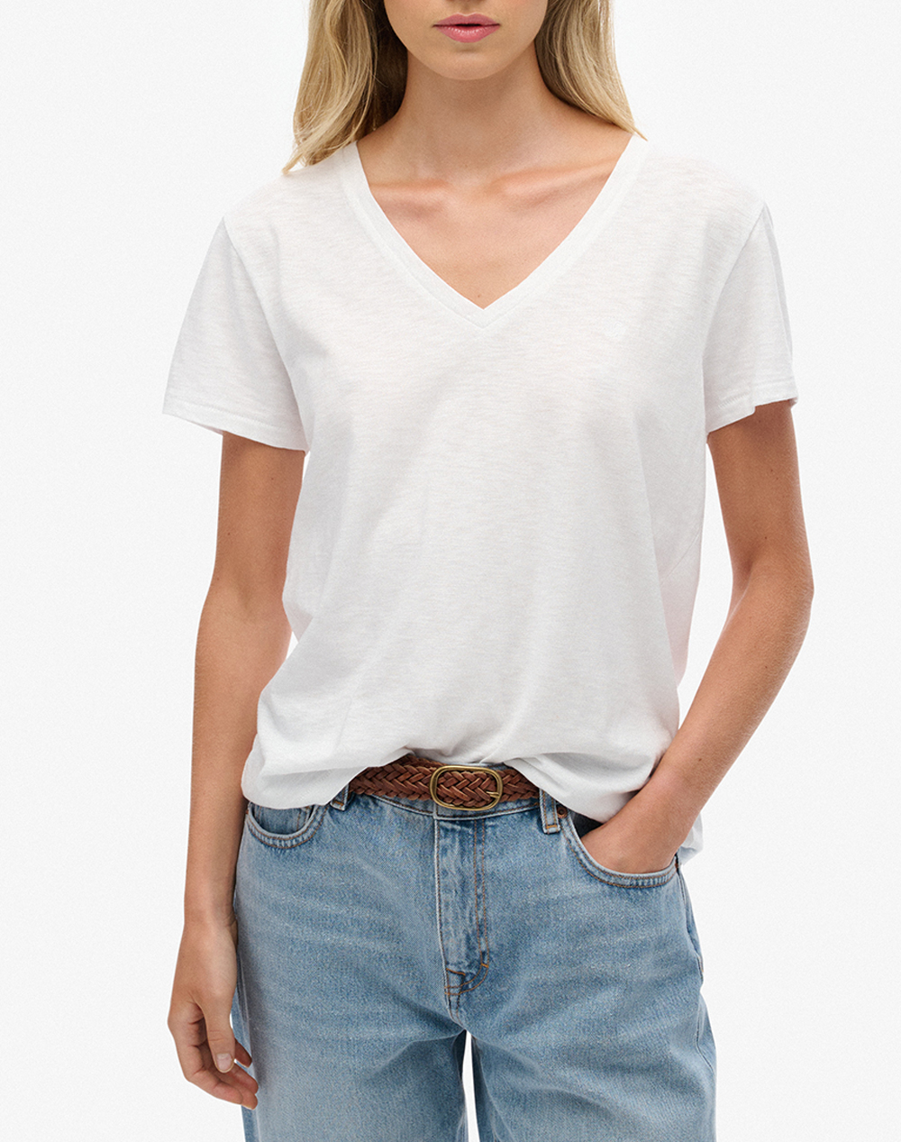 Superdry D1 Studios Slub Emb Vee Tee Μπλουζα Γυναικειο Γυναικα Ρουχα Μπλουζες Τ Shirt White Βαμβακισυνθετικο W1011828A 01C