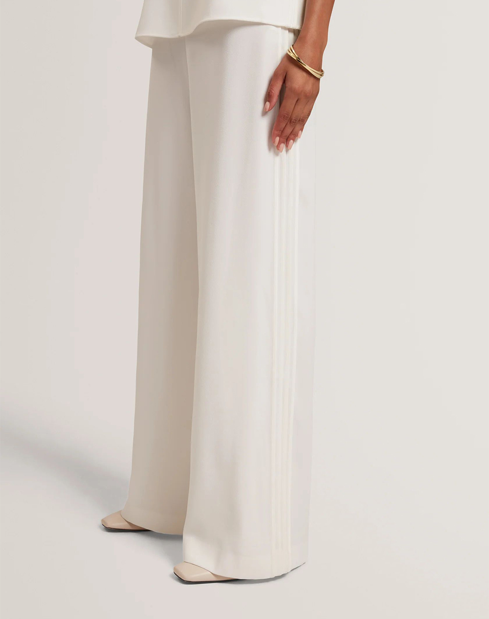Ted Baker Gorjja Piping Detail Wide Leg Crepe Trouser Γυναικα Ρουχα Παντελονια Υφασματινα Ivory Συνθετικο 282793 Ivory