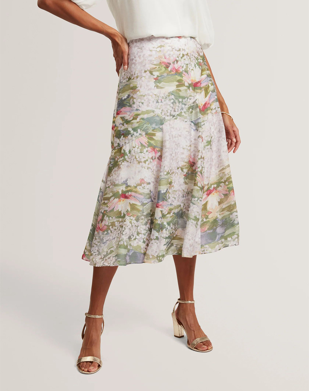 Ted Baker Layda Printed Midi Skirt With Diagonal Seam De Γυναικα Ρουχα Φουστες Mixed Συνθετικο 284191 Pink - Koolfly