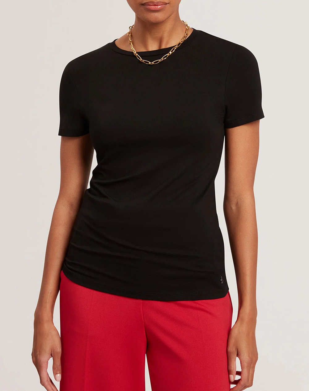 Ted Baker Larnaa Short Sleeve Fitted Tee Γυναικα Ρουχα Μπλουζες Τ Shirt Black Βισκοζμε Ελασταν 283866 Black