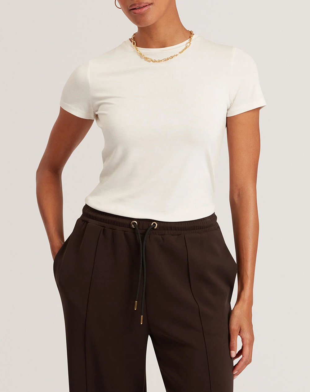 Ted Baker Larnaa Short Sleeve Fitted Tee Γυναικα Ρουχα Μπλουζες Τ Shirt Ivory Βισκοζμε Ελασταν 283866 Ivory